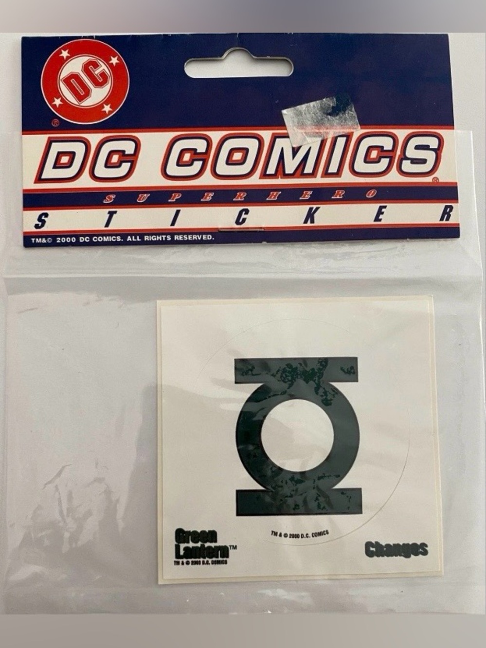 Vintage 2000 DC Comics Green Lantern Logo Sticker Changes Brand Deadstock Y2K